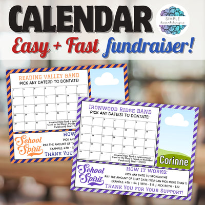 school spirit marching band spirit team cheerleading pick a date to donate cash calendar fundraiser template with photo