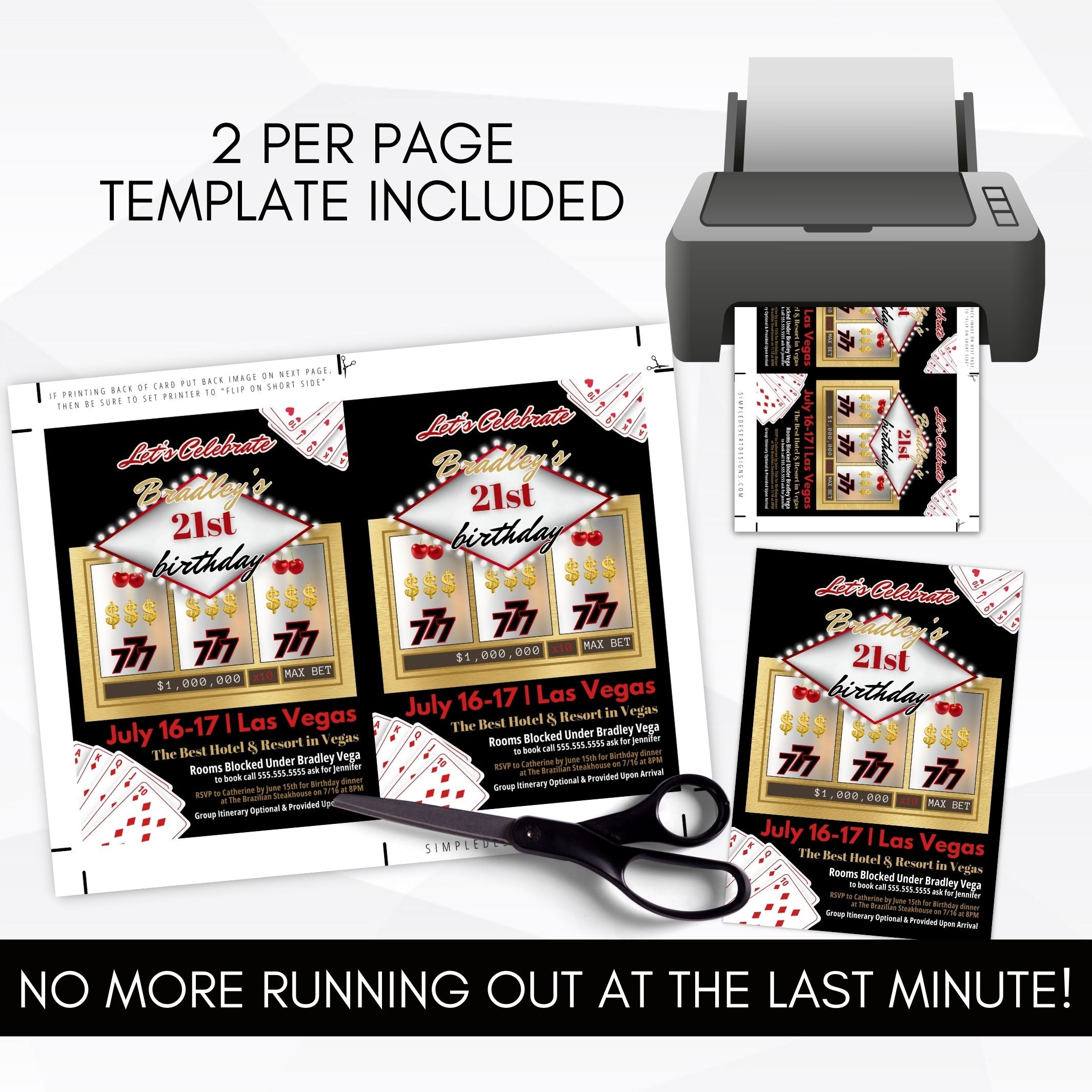 modern masculine las vegas theme casino invitations