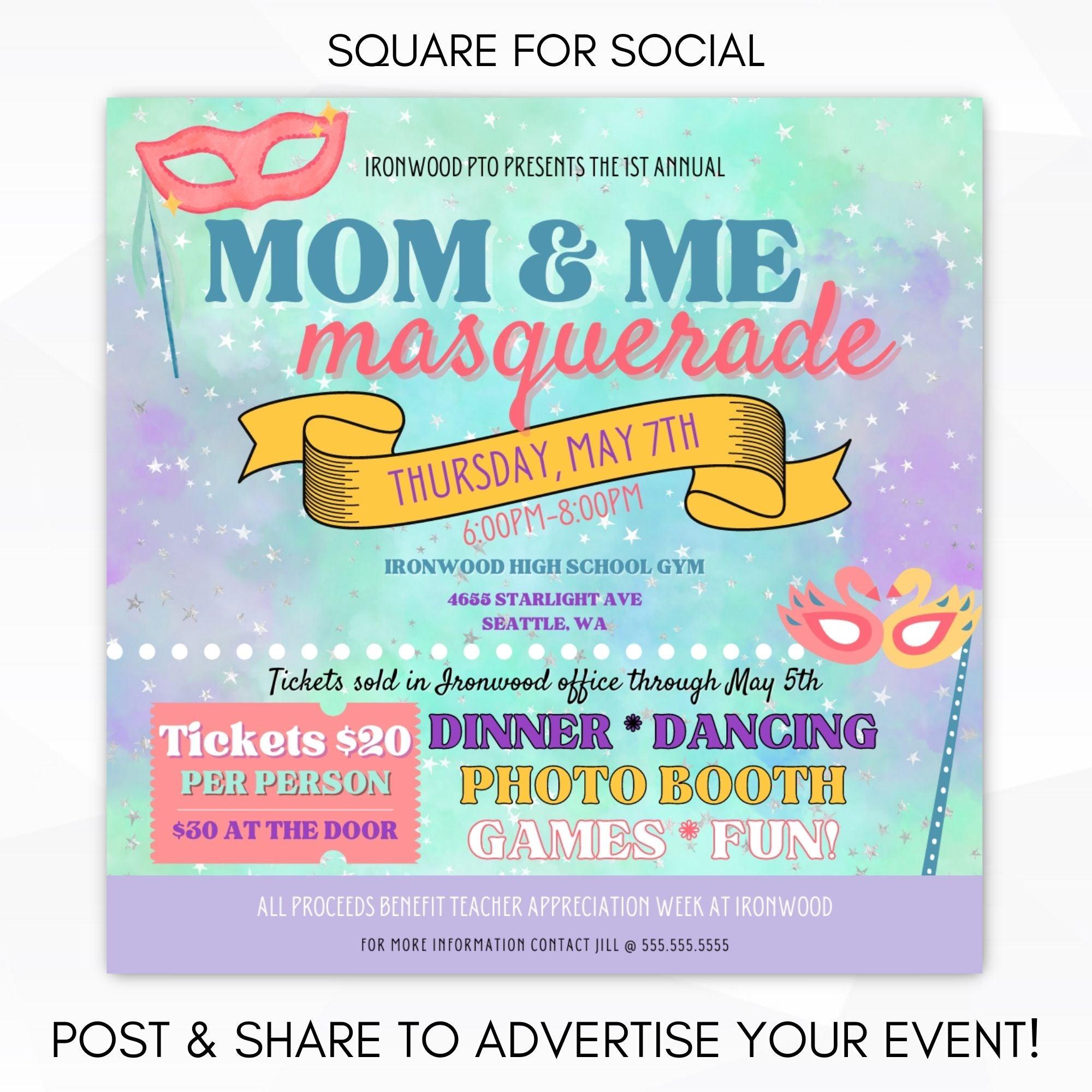 school pto dance fundraising idea for Mothers day mom, holiday or end of  school dance party invite