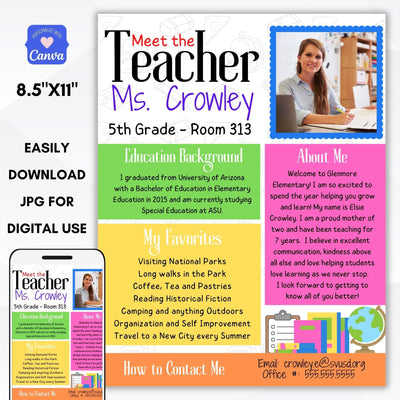 Meet the Teacher Flyer - EDITABLE TEMPLATE - Simple Desert Designs