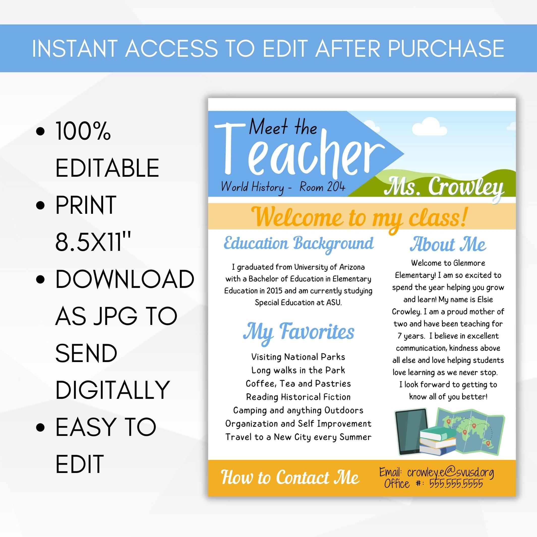 meet the teacher letter template
