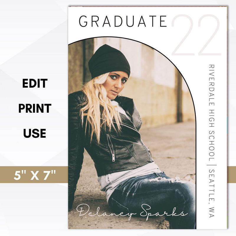 minimal modern graduation arch photo picture invitation template