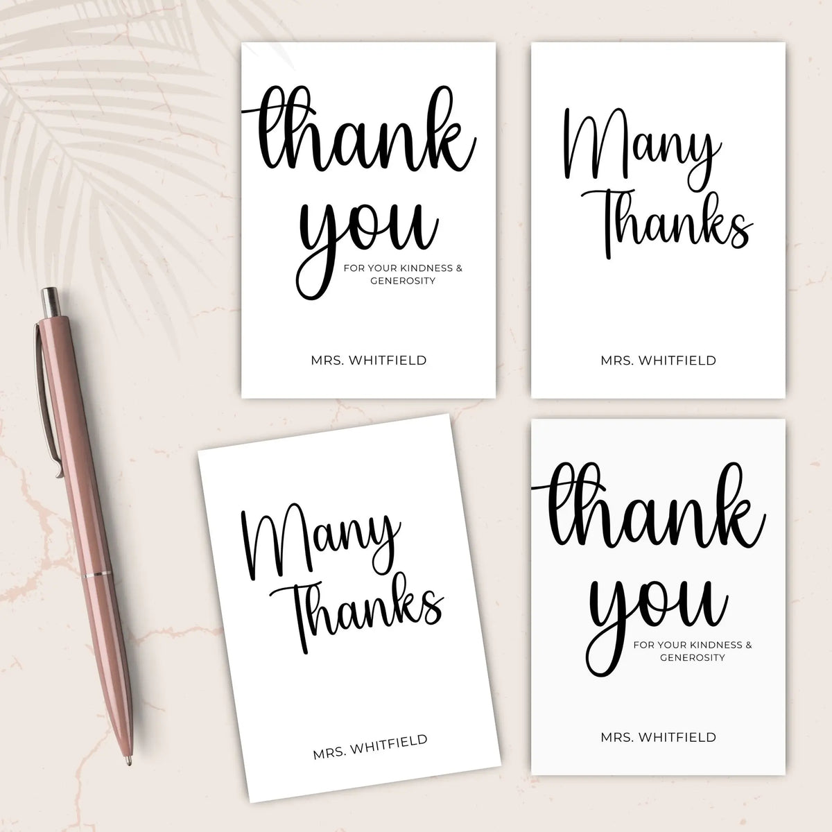 Minimal Thank You Note Cards Template - Simple Desert Designs