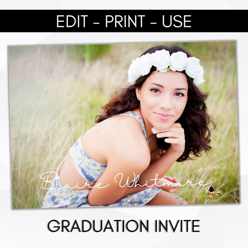minimal editable photo graduation party invitation template digital download high school college grad party