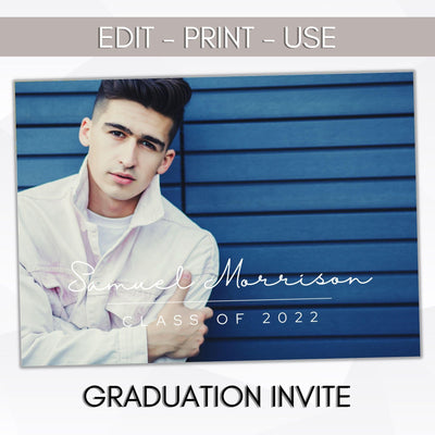 minimal editable photo graduation party invitation template digital download high school college grad party