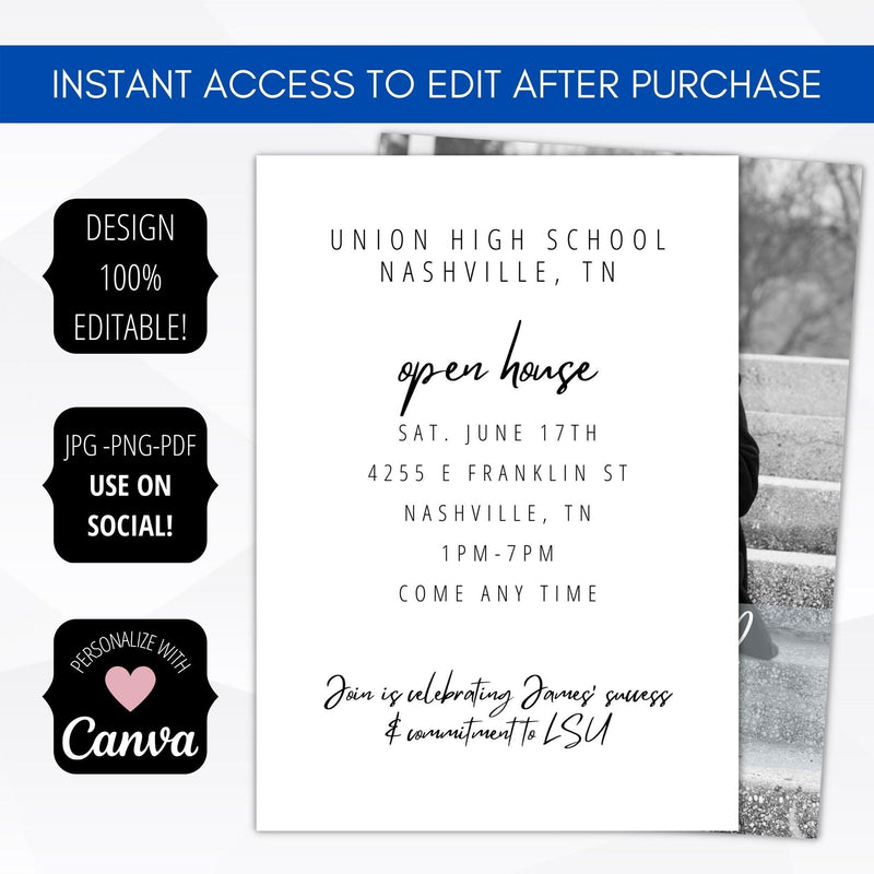 editable instant download graduation invitation template photo grad party invite