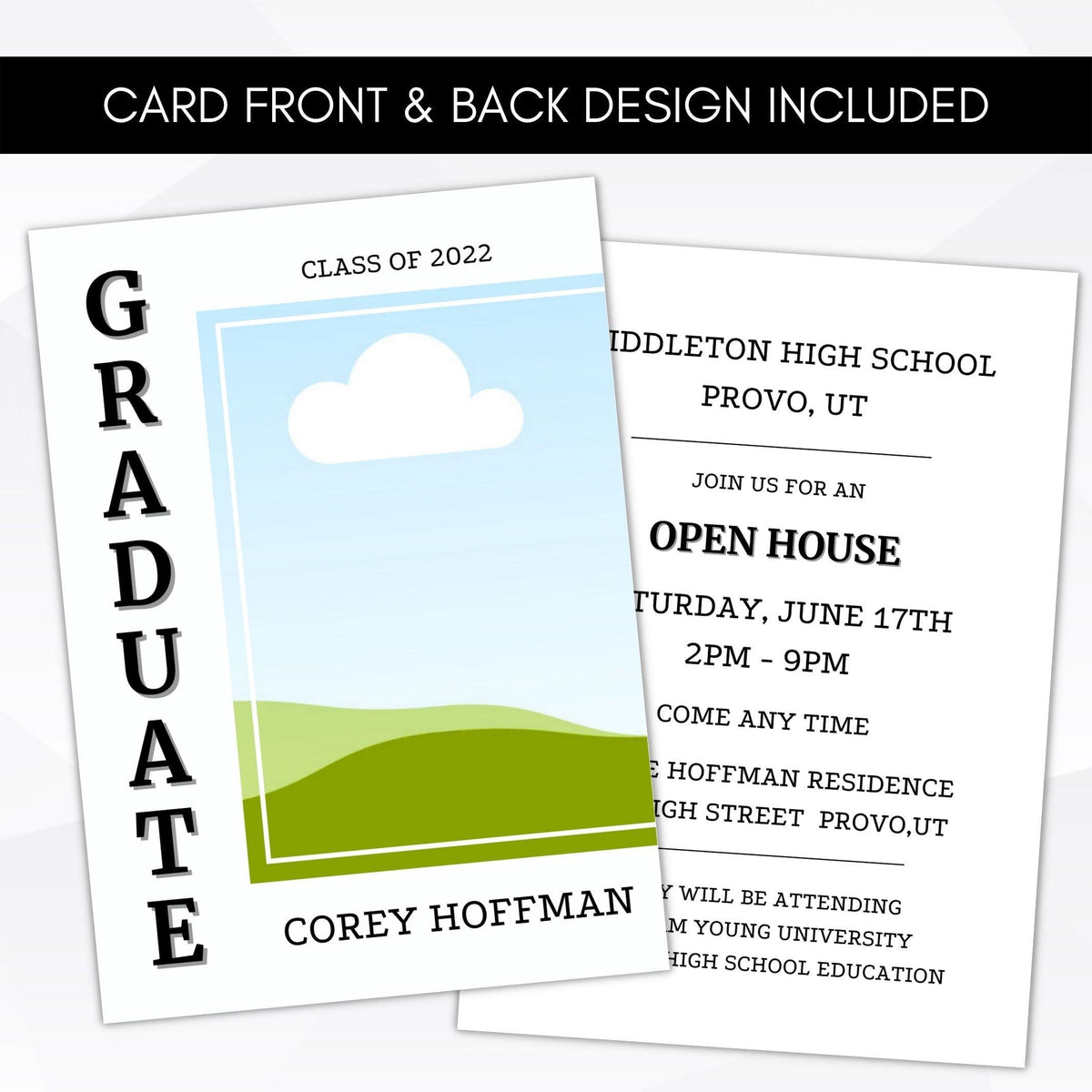 Minimal Open House Graduation Invite - Simple Desert Designs