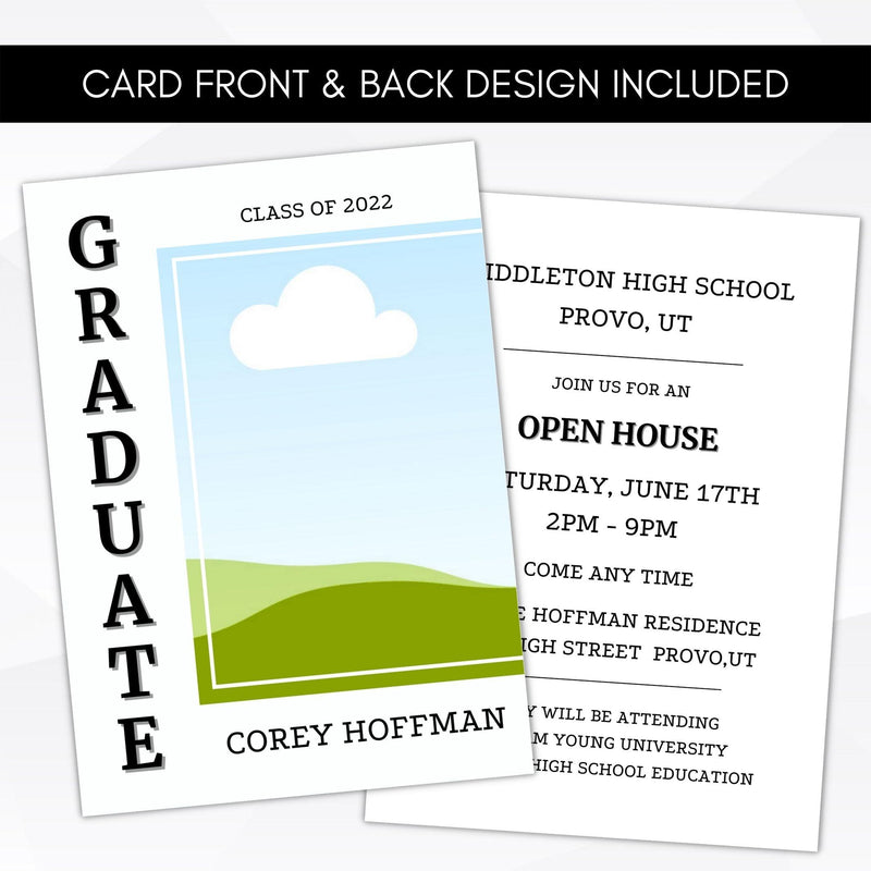 minimal modern fully editable graduation announcement invitation template photo grad invite template