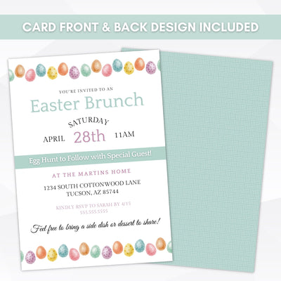 pastel easter invitation with easter eggs
