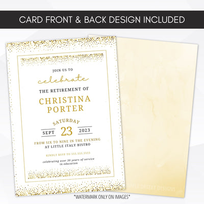 elegant gold retirement party invitation with gold accents