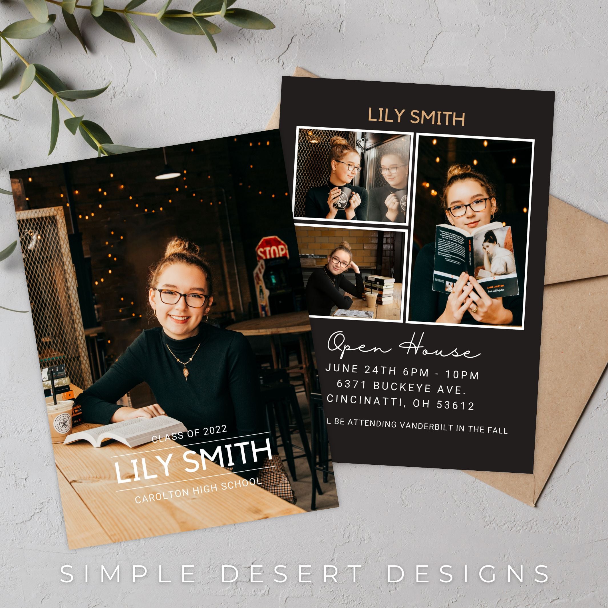 modern script and minimal typography photo collage graduation announcement for high school college university