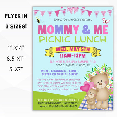 mom and me parent picnic event fathers day mothers day fundraiser idea school pto/pta/ptc event
