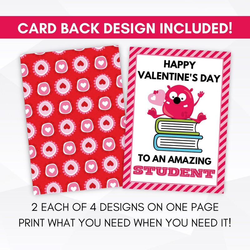 set of printable valentines cards for students