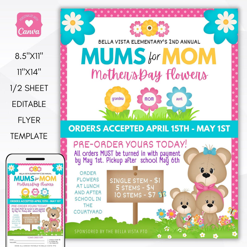 mums for mom mothers day flower sales fundraiser event for school pto pta ptc set