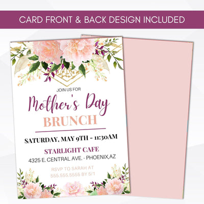 editable mothers day floral birthday party invitation template digital download