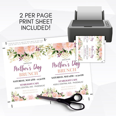 printable editable birthday mother's day mom grandma aunt tea brunch luncheon invitation