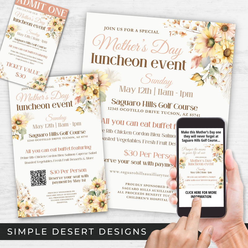 all in one mothers day luncheon invitations for church or school social event