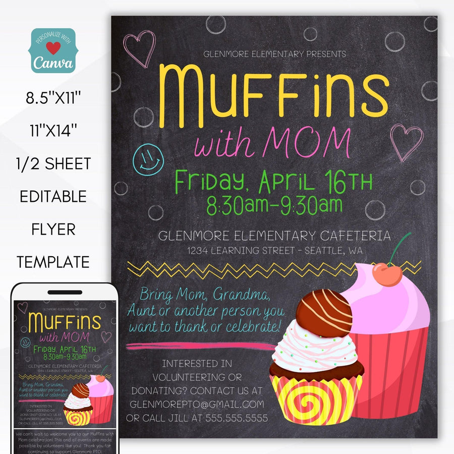 Muffins with Mom Invitation Flyer Set – Simple Desert Designs