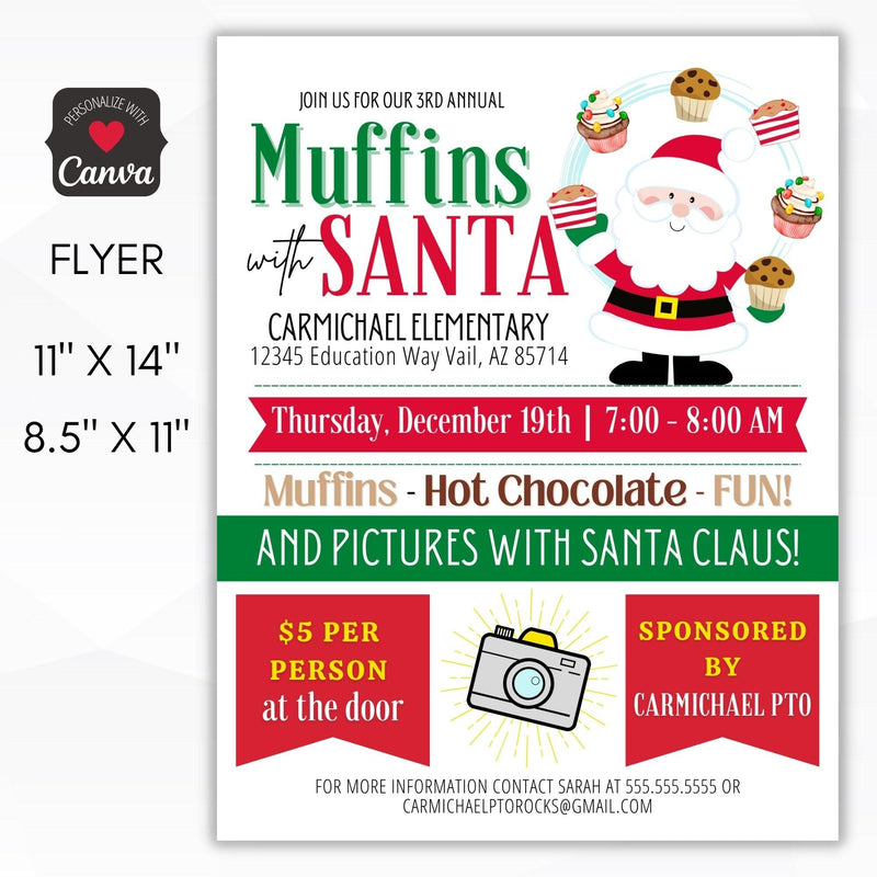 muffins with santa fundraiser flyer invite