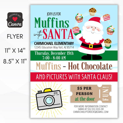 muffins with santa fundraiser flyer