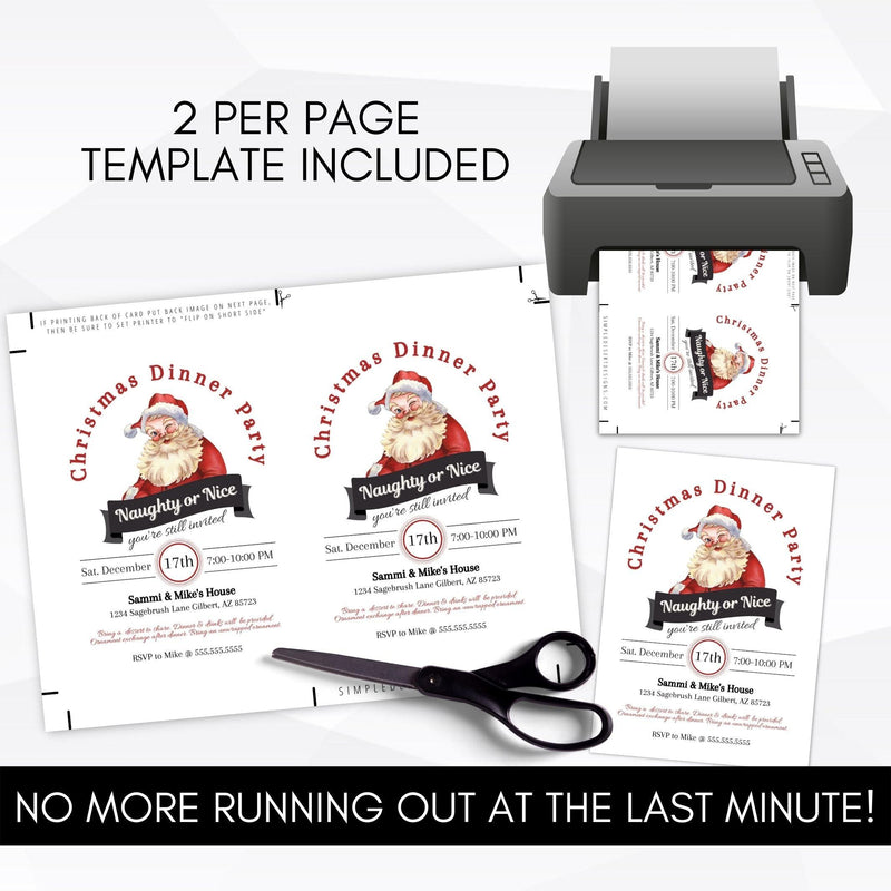 naughty or nice Santa Christmas party invitation