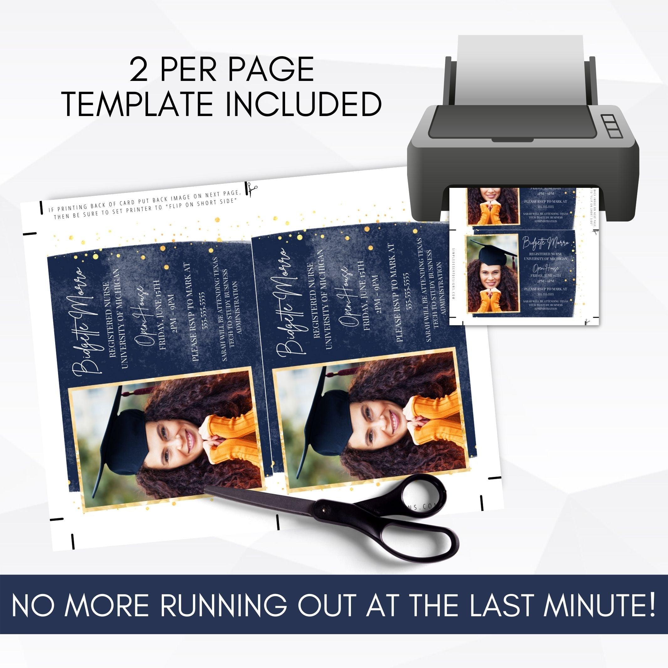 fully editable college graduation photo announcement invitation template editable