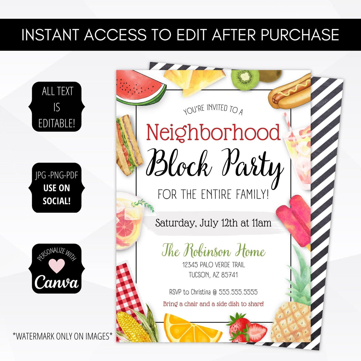 BBQ Block Party Invitation Template - Simple Desert Designs