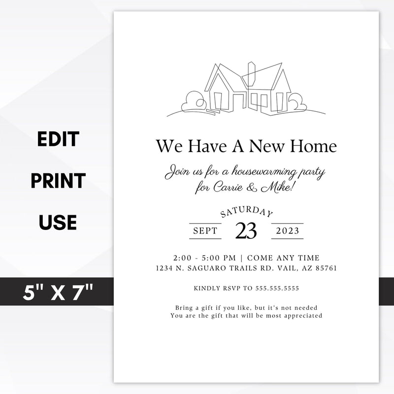 minimal new home invitation