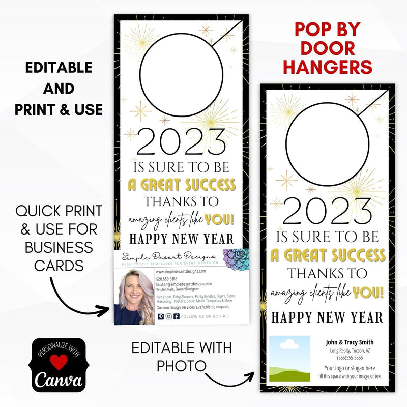 new year pop by door hanger set