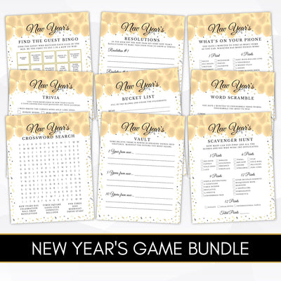 New Year's printable game bundle