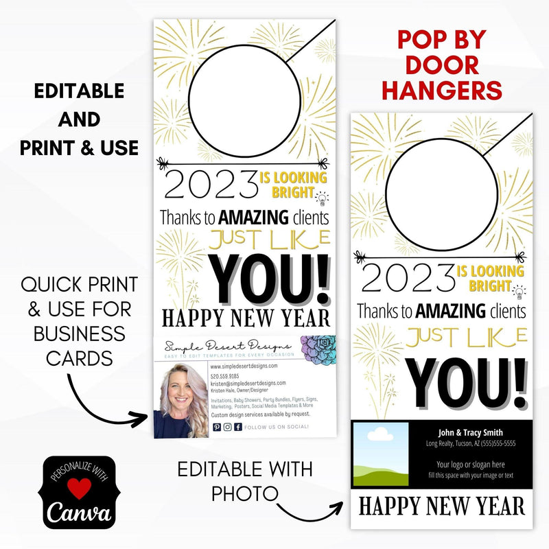 new years pop by door hangers