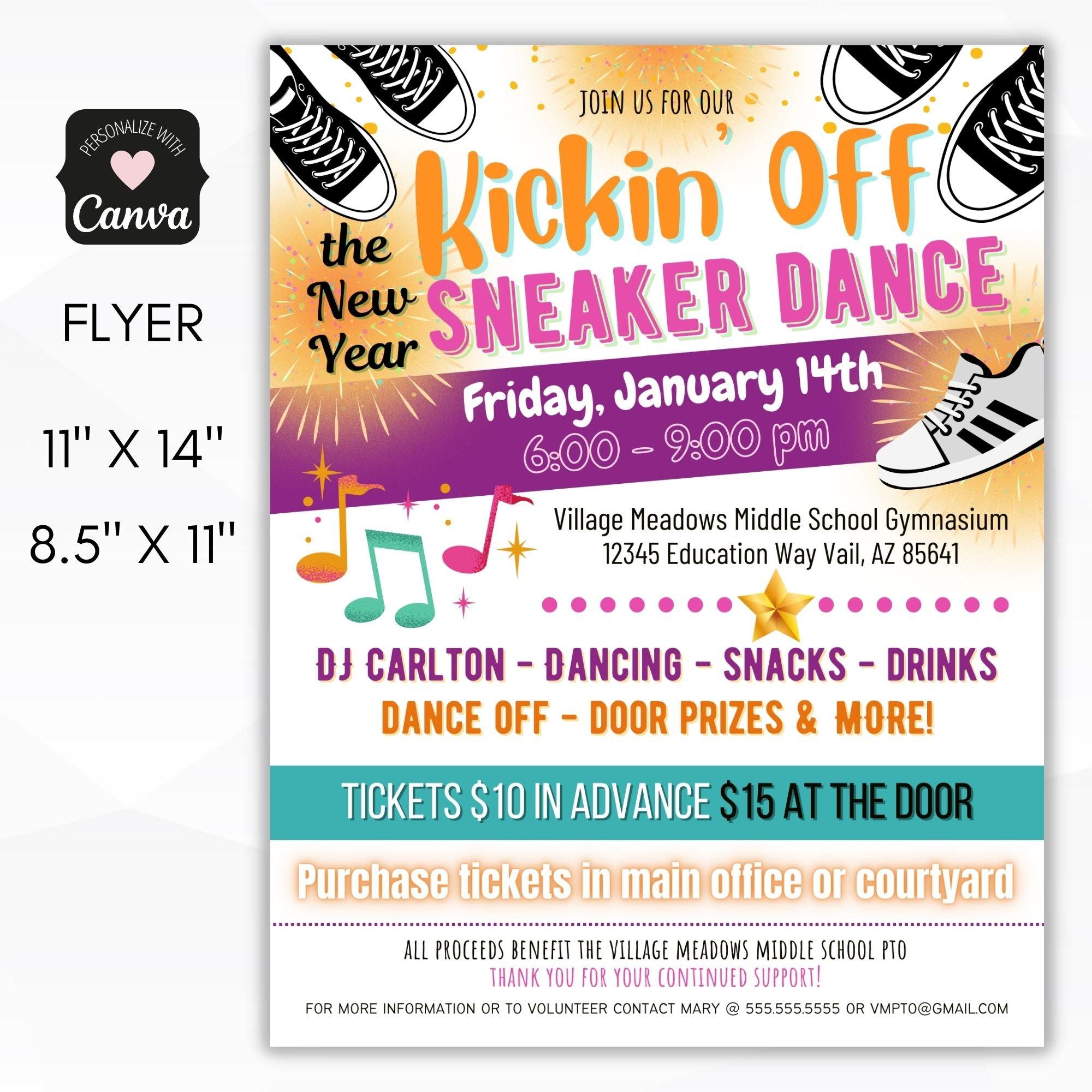 new years sneaker dance flyer set