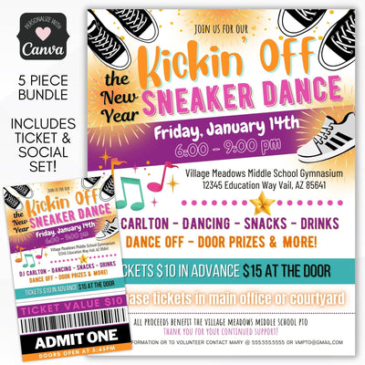 new years sneaker dance flyer ticket bundle