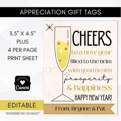 Editable New Years Gift Tag