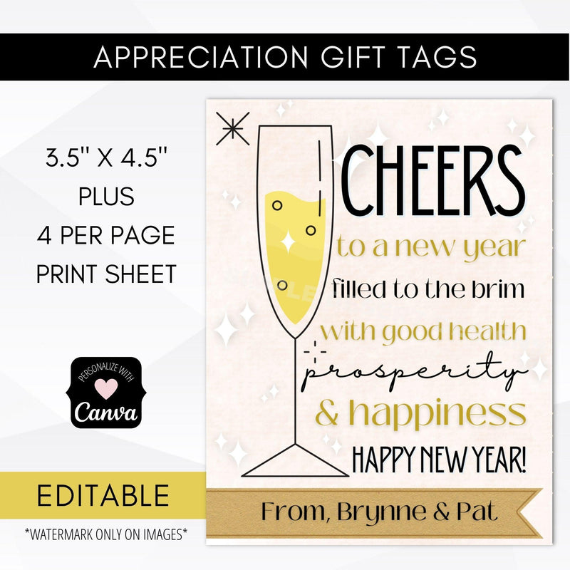 Editable New Years Gift Tag