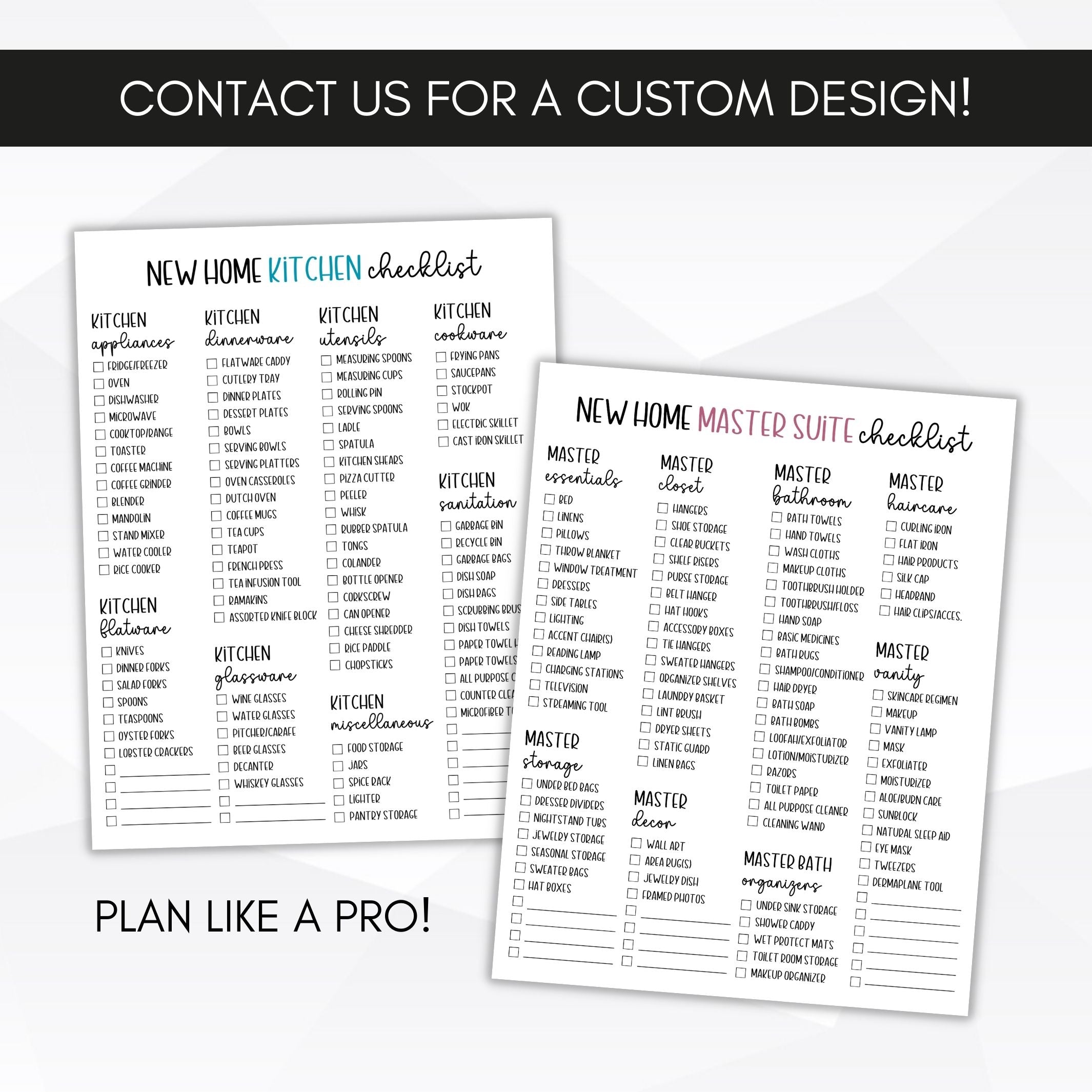 modern new home checklists for a complete list of plans