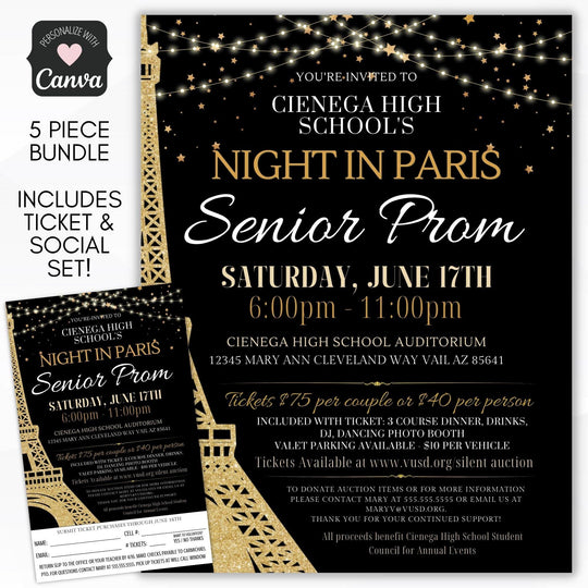 Night in Paris Dance Flyer Bundle Black – Simple Desert Designs