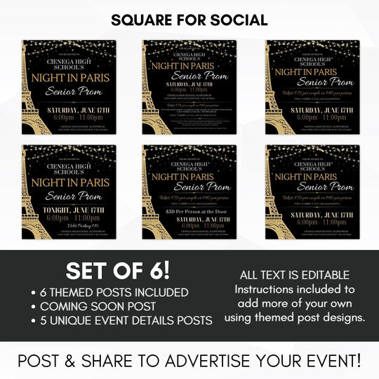 Night in Paris Dance Flyer Bundle Black – Simple Desert Designs