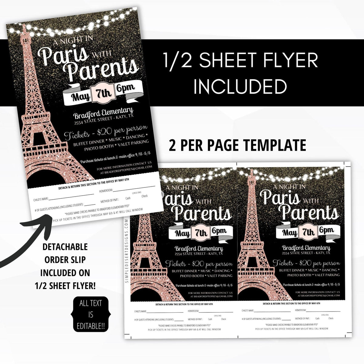 Parisian Dance Flyer & Ticket Bundle – Simple Desert Designs