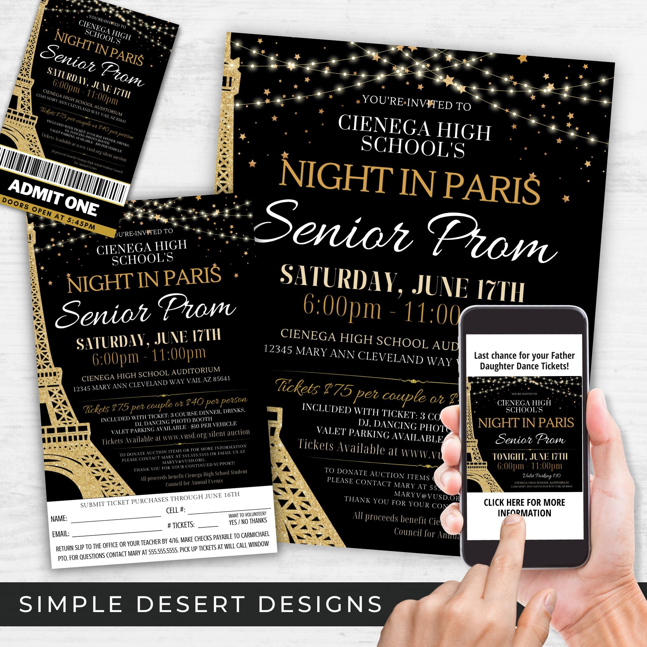 Night in Paris Dance Flyer Bundle Black – Simple Desert Designs