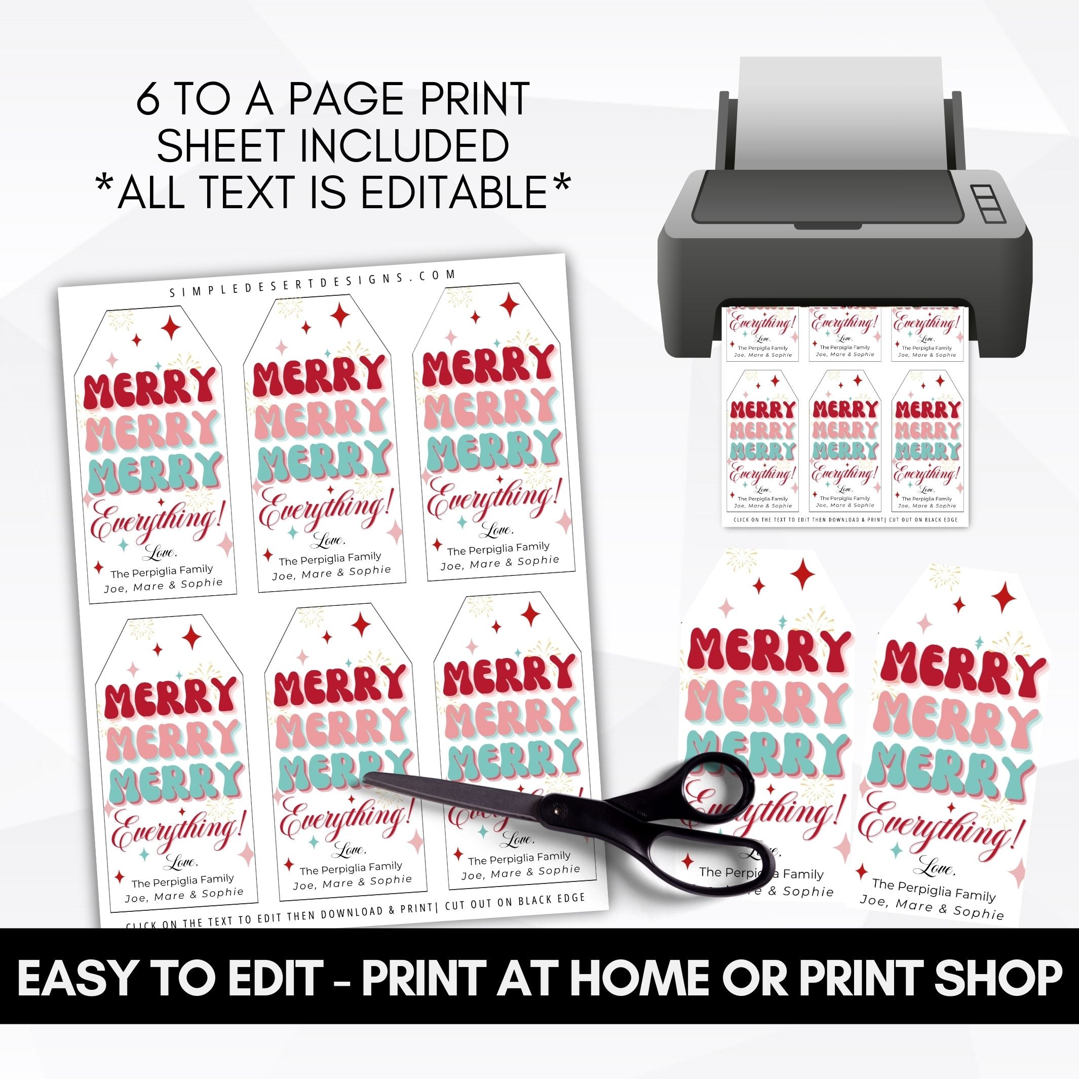 printable merry everything tags on 6 per page print sheet