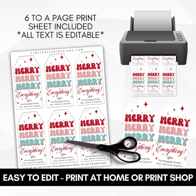 printable merry everything tags on 6 per page print sheet