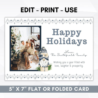 nordic happy holidays card editable template
