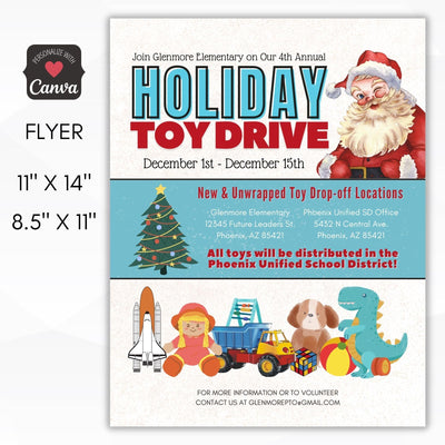 nostalgic toy drive flyer editable