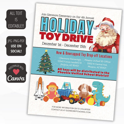 editable toy drive flyer template