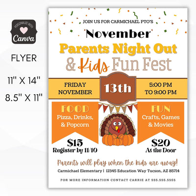 november parents night out fundraiser
