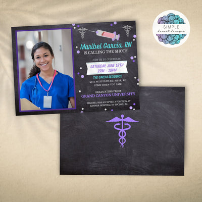 fun medical field nurse rn lpn graduation announcement invitations with customizable colors