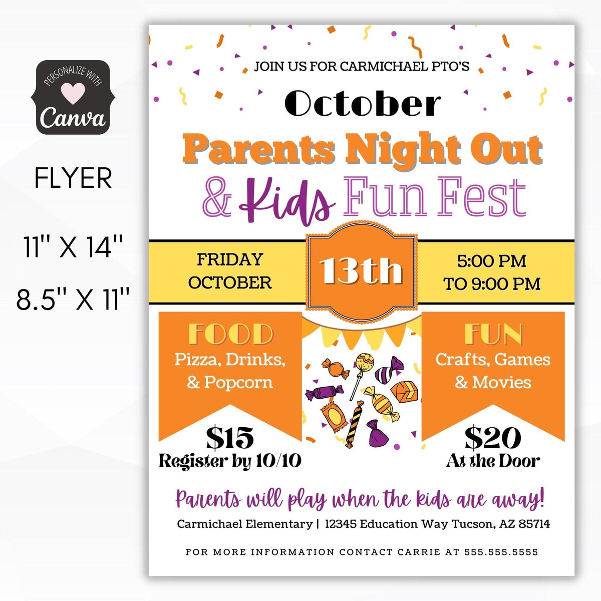 October Parents Night Out Flyer Template - Simple Desert Designs