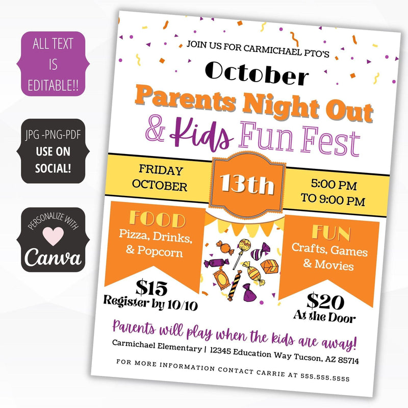 fall parents night out flyer