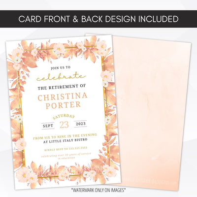 peach floral invitations